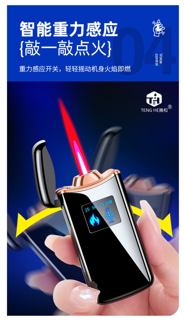 Bật Lửa Cảm Ứng Plasma TENG HE Màn Hình LED Hiển Thị Pin  Chống Gió Cao Cấp, Sạc USB