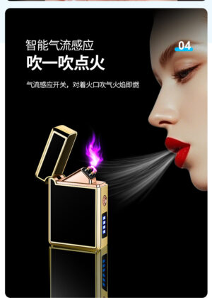Bật Lửa Cảm Ứng Thổi Gió Cao Cấp Sạc USB Lửa Khò Chống Gió