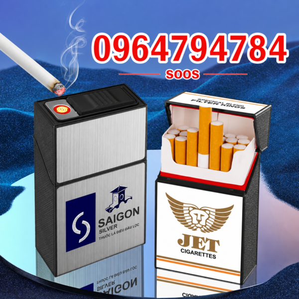 Bật Lửa Điện Hộp Thuốc Lá 2in1 Thăng Long Cao Cấp Tích Hợp Hộp Đựng 20 Điếu Sạc USB