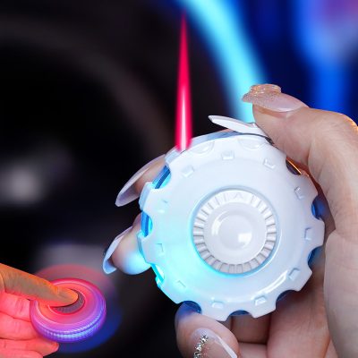 Bật Lửa Khò Gas Spinner Con Quay LED Đổi Màu Cao Cấp Chống Gió
